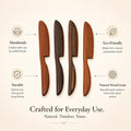 Set of wooden butter spreaders with tapered handles in cherry and walnut tones