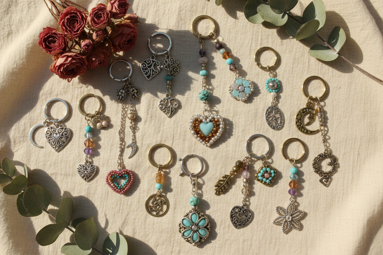 Metal & Bead Charm Keychains