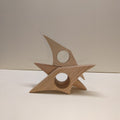 Red oak page holder set: three star-shaped pieces with round cutouts, light brown wood